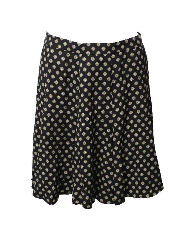 Preppy Style Michael Michael Kors Printed Skater Skirt in Black Viscose