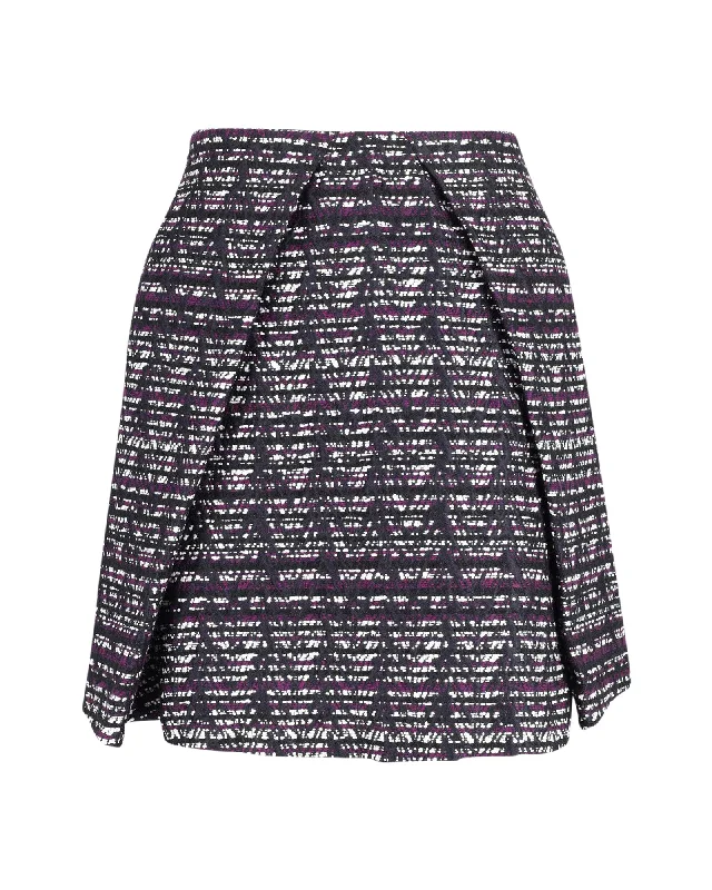 Luxe Layering MSGM Jacquard Insert Pleat Knee Length Skirt in Multicolor Polyester