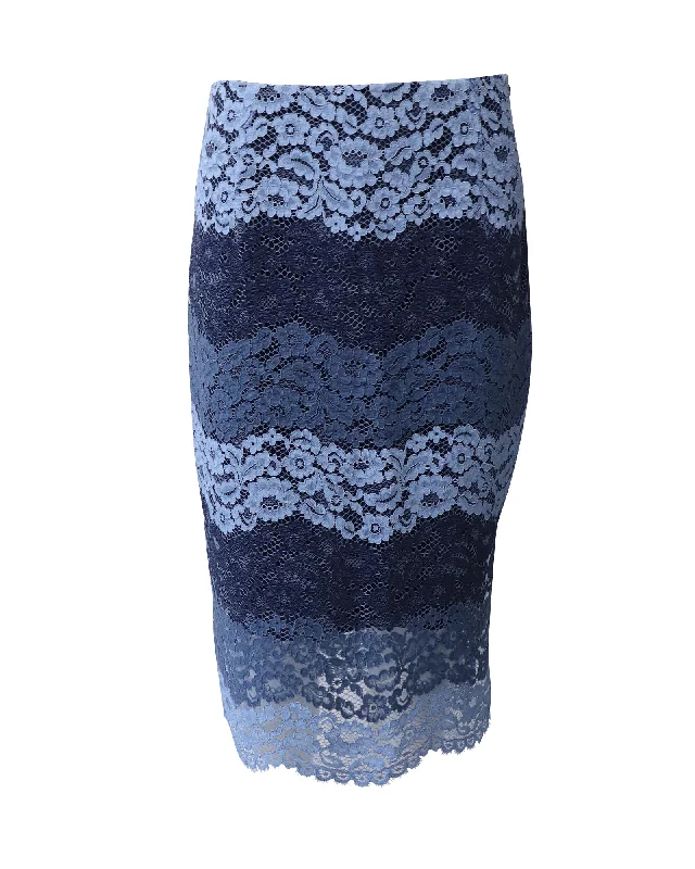 Limited Quantities Sandro Paris Lace Midi Skirt in Blue Polyamide