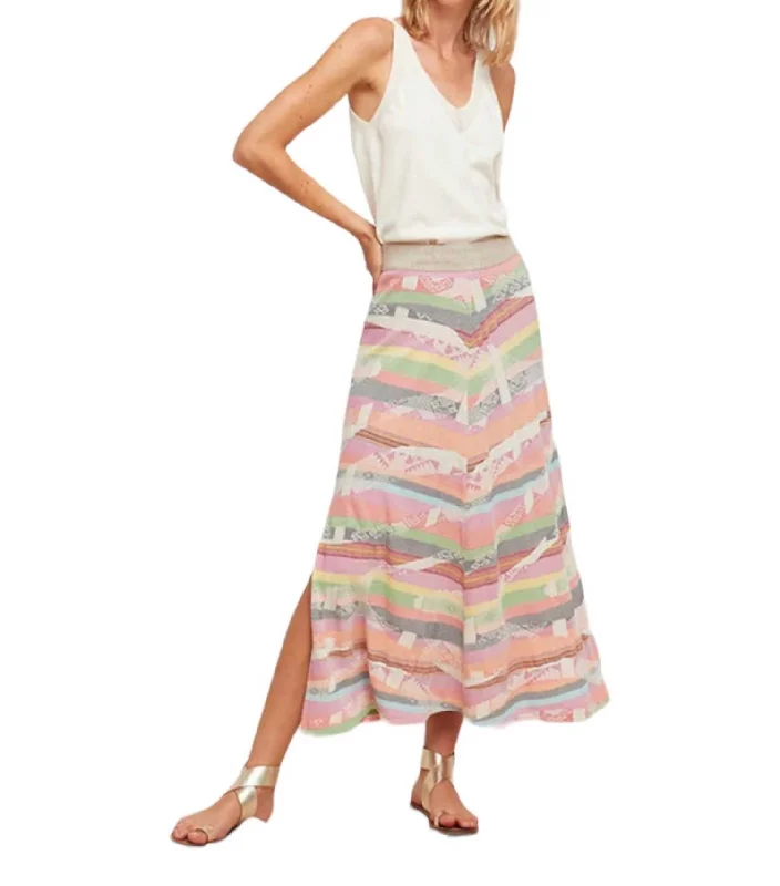 Exclusive Designer Collection Sils Knit A-Line Skirt In Pink Multi