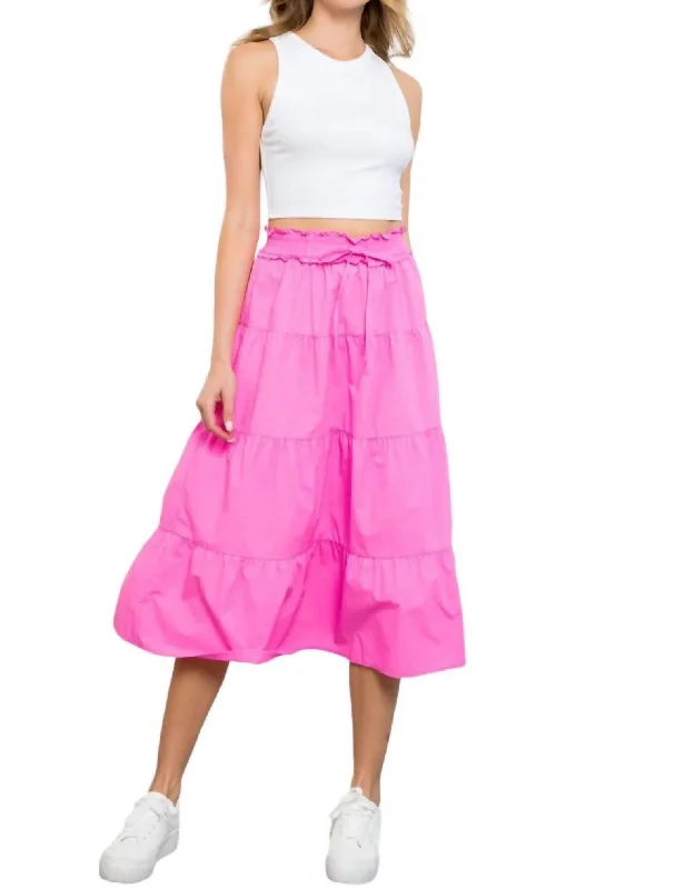 Exclusive Discount Tiered Midi Skirt In Flamingo