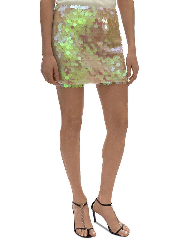 Find Your Unique Flair Womens Mesh Paillettes Mini Skirt