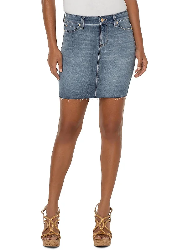 Budget Friendly Womens Raw Hem Short Mini Skirt