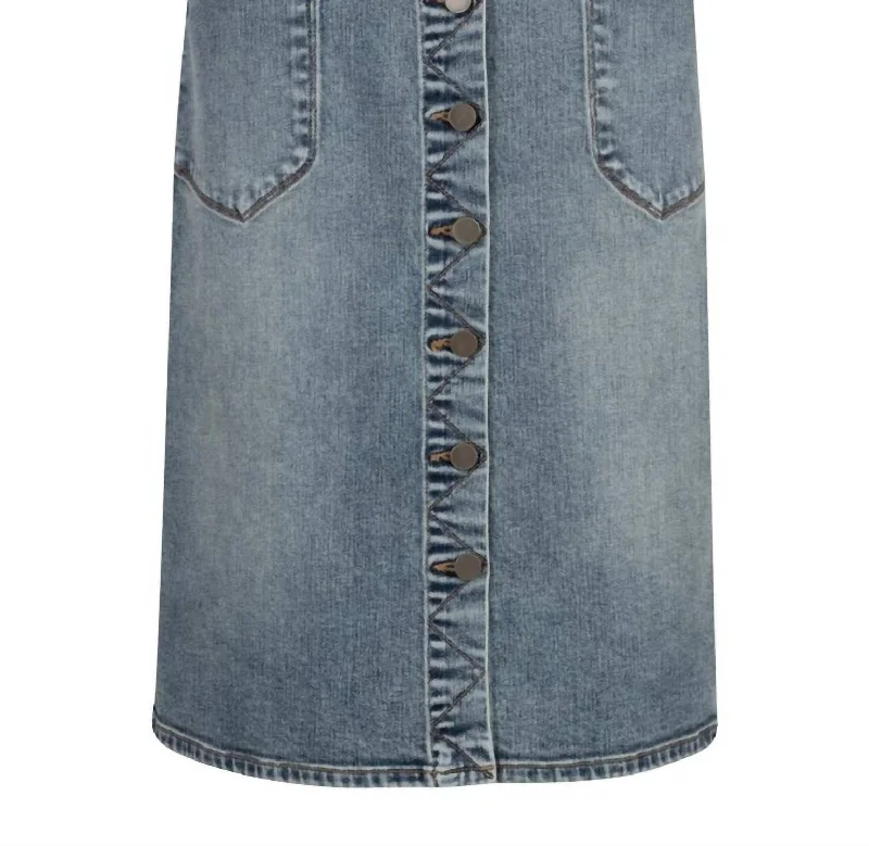 Limited - Time Bundle Women's Rose Button Front Skirt In Denim