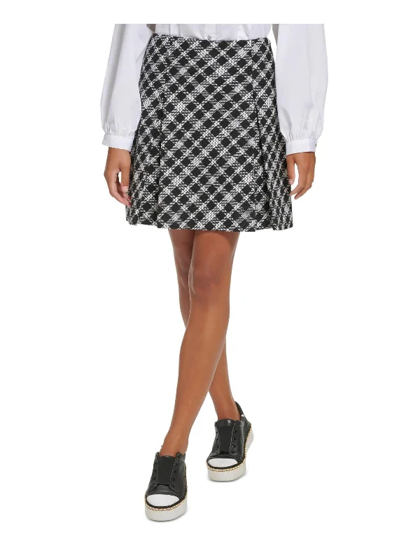 Y2K Nostalgic Fashion Look Womens Tweed Plaid Mini Skirt