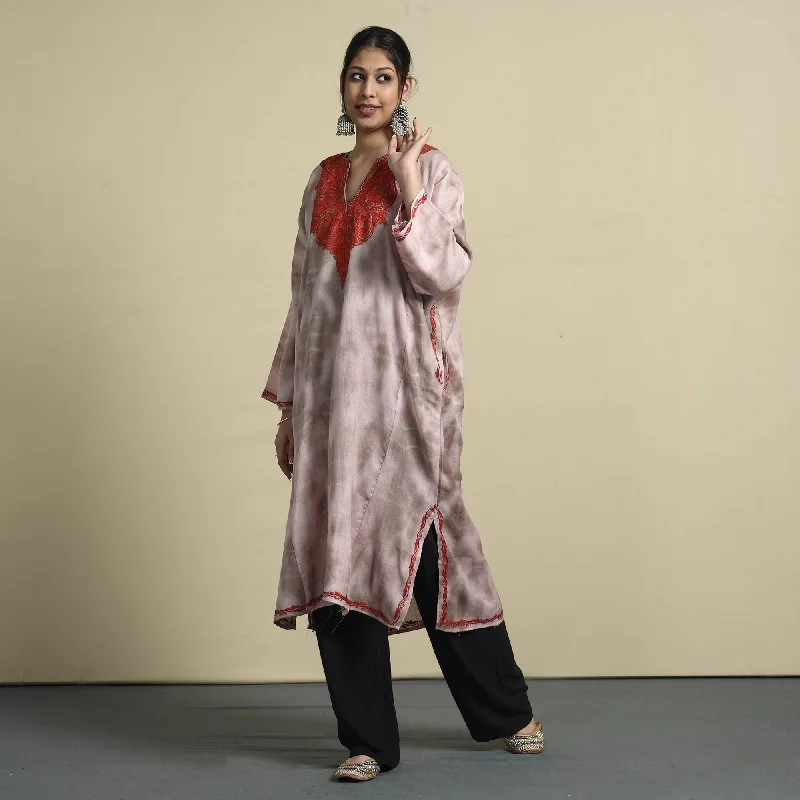 Everyday Basics Multicolor - Shibori Tie-Dye Aari Embroidery Kashmiri Wool Pheran