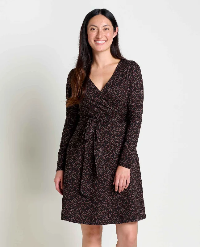 Subtle Sophistication Cue Wrap Long Sleeve Dress