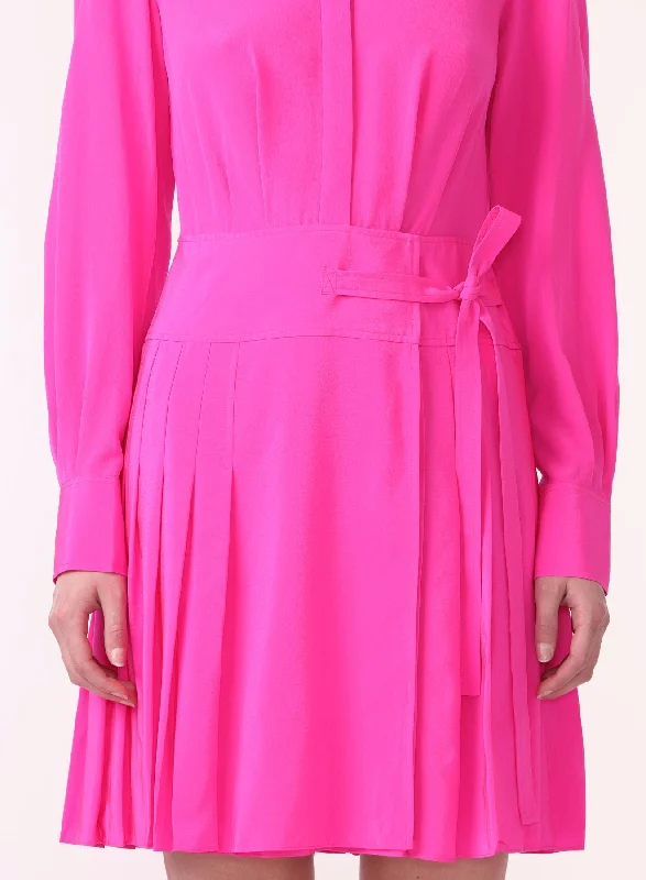 Chic & Cozy Apparel Ls Short Pleated Shirt Dress