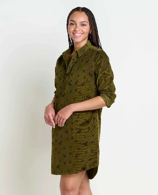 Chic Style Scouter Cord Shirtdress