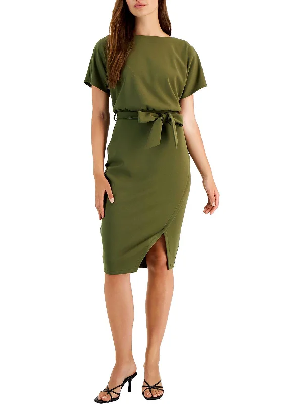 Unleash Your Fashion Womens Blouson Split Wrap Dress