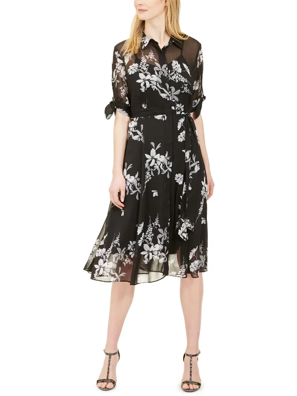 Chic Style, Always In Vogue Womens Floral Long Shirtdress