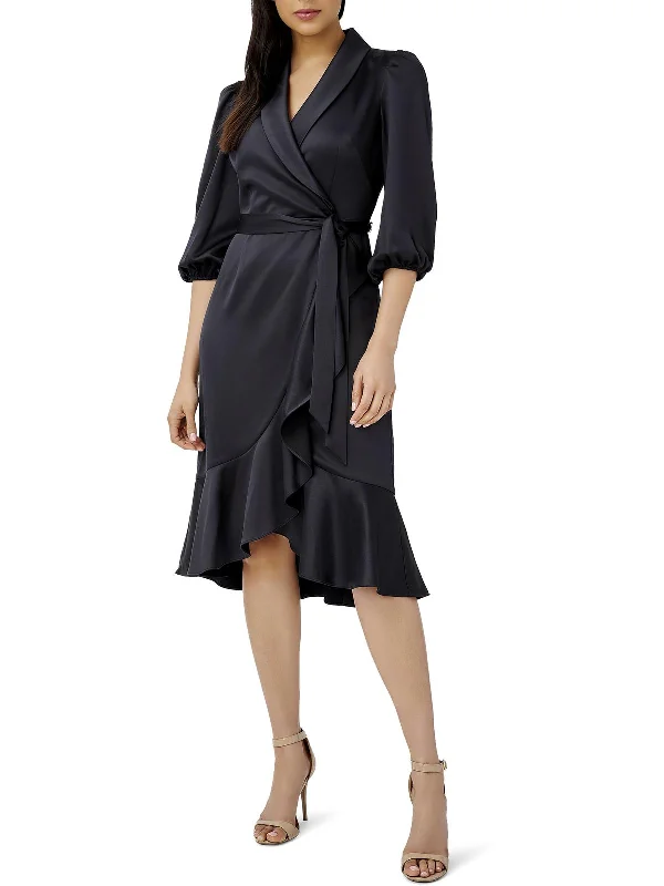 Eclectic Fashion Womens Surplice Mid Calf Wrap Dress