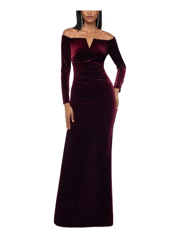 Limited Time Deal Womens Velvet Off-The-Shoulder Maxi Dress