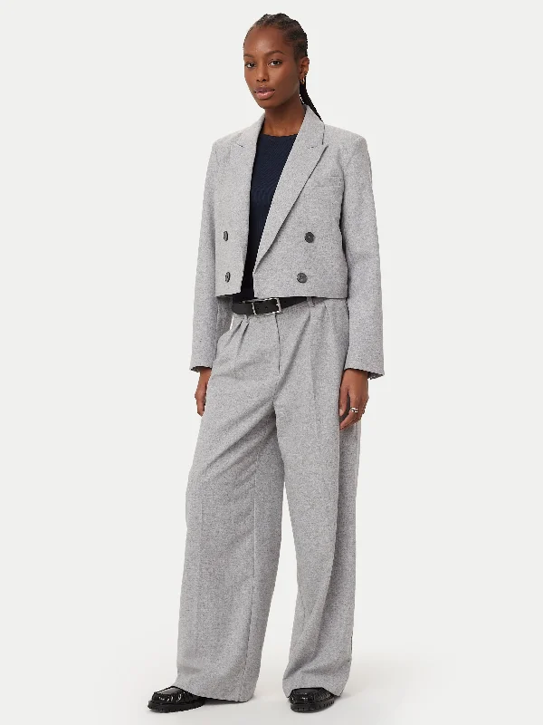 Big Discounts The Cropped Double Breasted Blazer in Light Grey