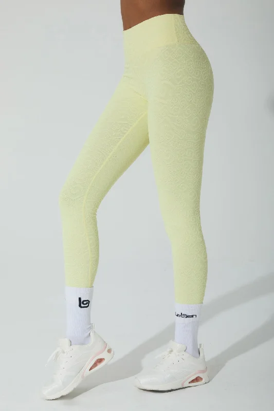 Sustainable Fashion Extravaganza Déese Fleur 3D Leggings - Yellow Pearl