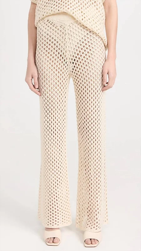 Mother's Day Special Balmy Crochet Knit Pants In Cream