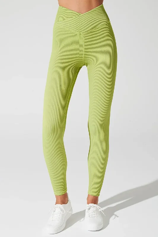 Fashionista Favorites Bondi V Ribbed Legging - Green Smoke