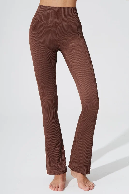 Evening Elegance Evana Flare Ribbed Legging - Maroon Choco