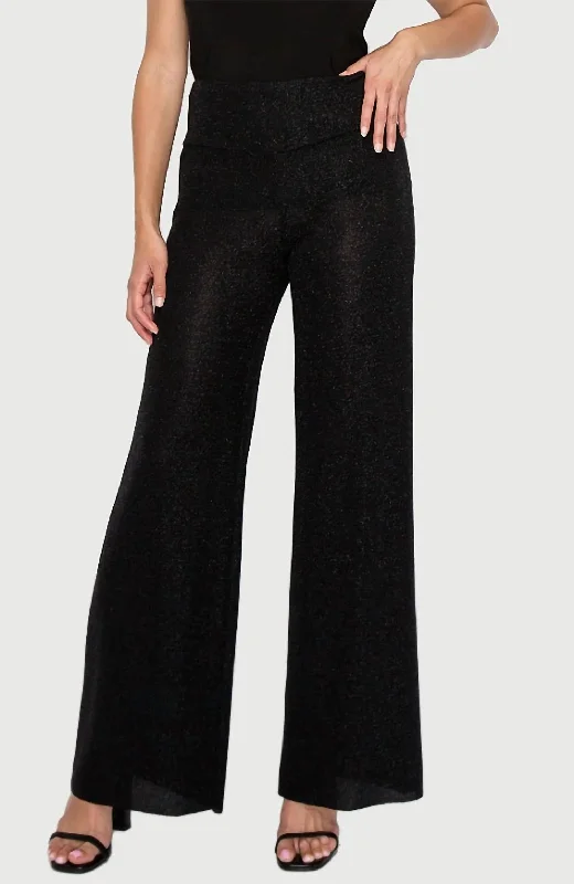 Stylish Savings Shimmer Wide Leg Pant In Black