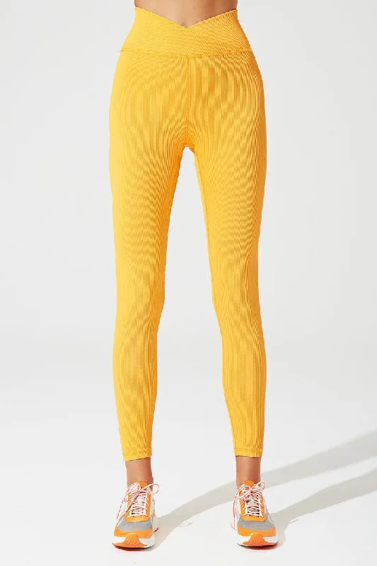 Shop Our Looks V Waist Ribbed Legging - Vivid Saffron