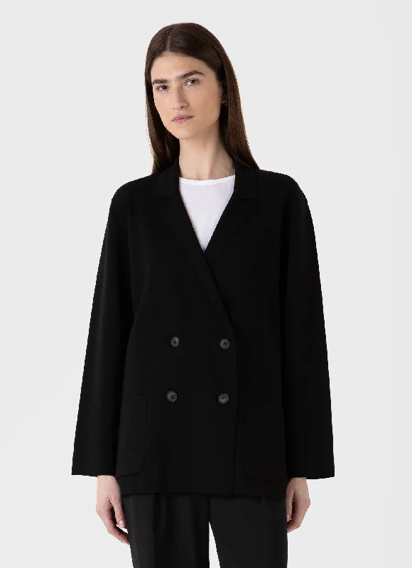 Wardrobe Upgrade Women's Merino Milano Knit Blazer in Black