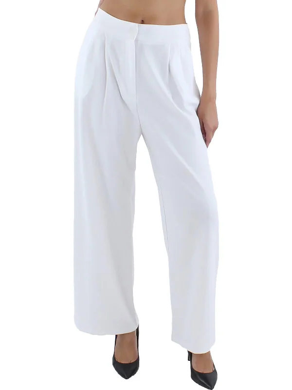 Athleisure Wear Womens Pleated Flare Trouser Pants